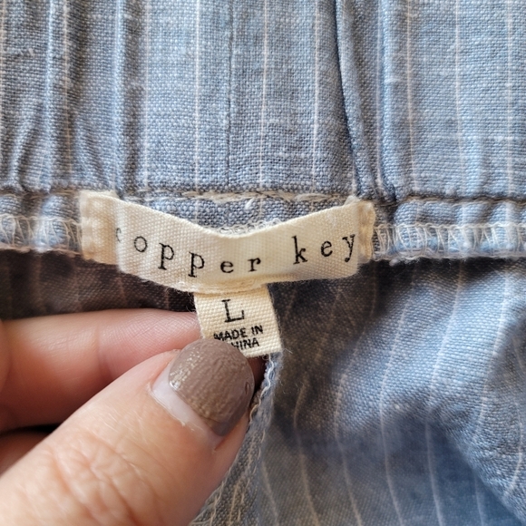 Copper Key Shorts L Large Chambray Stripe Linen - Picture 4 of 5